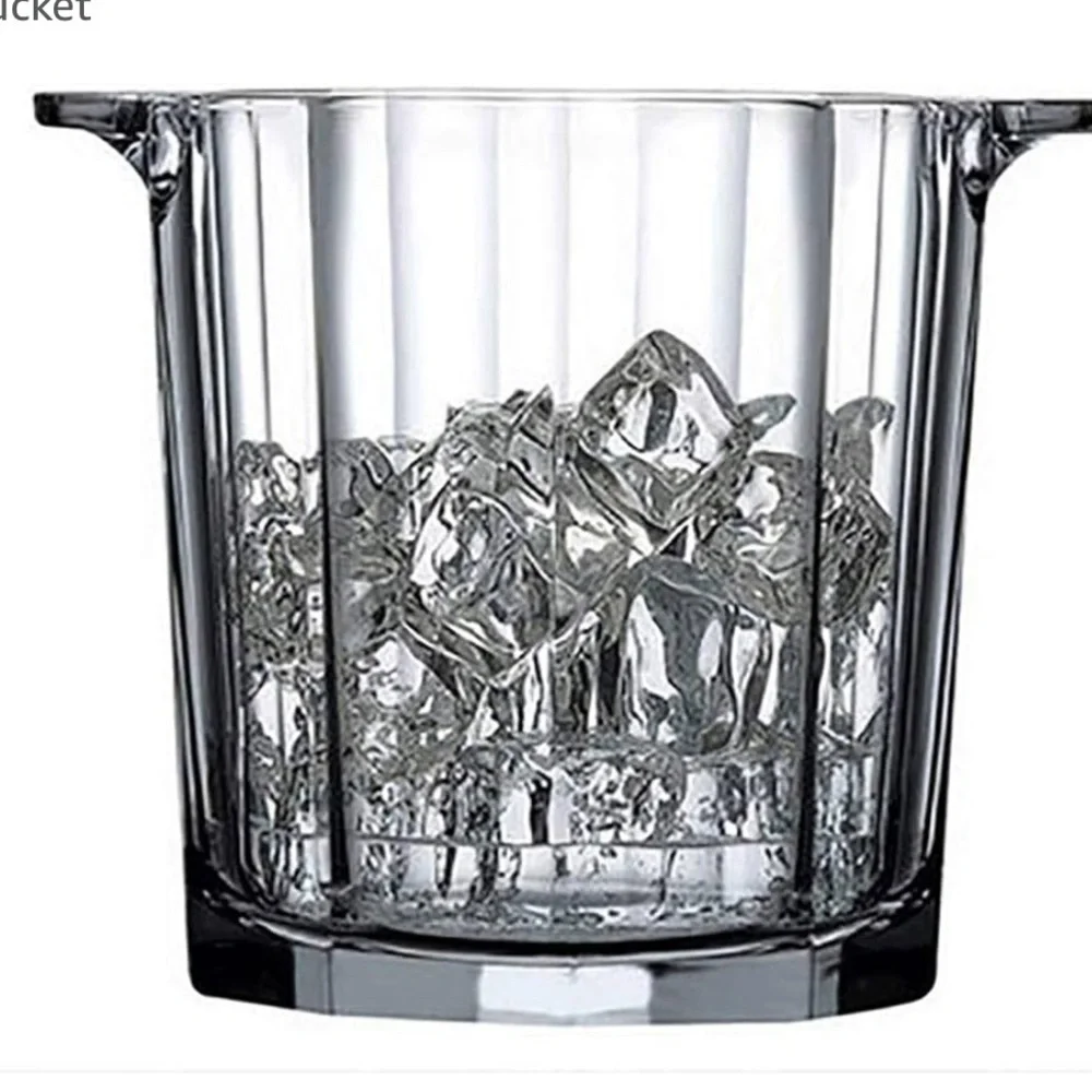 Vintage OLD FASHION ICE BUCKET clear glass 6”x 6 1/2” a variety of uses Elegant!
